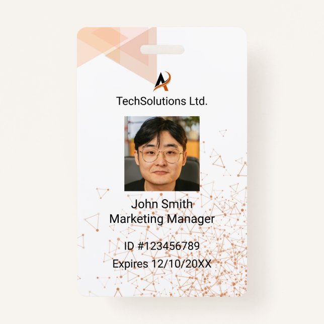 Tarjeta De Identificación Insignia de nombre de empleado personalizado | Id. (Anverso)