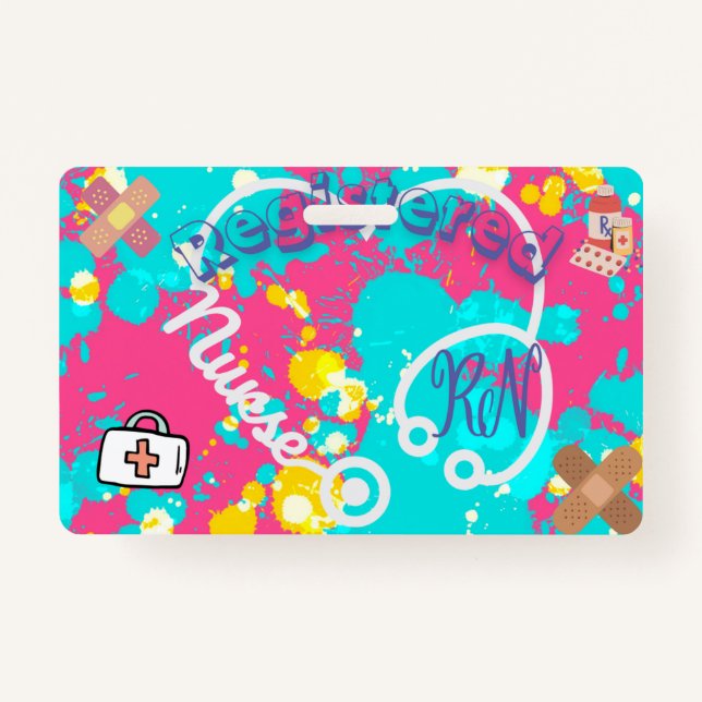 Tarjeta De Identificación Insignia de nombre de enfermera registrada (Anverso)