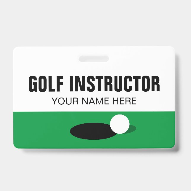 Tarjeta De Identificación Insignia de nombre de instructor de golf con clip  (Parte frontal)