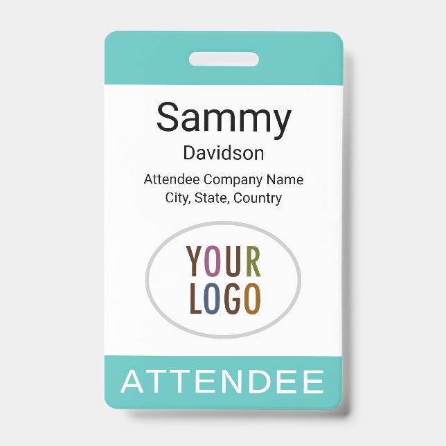 Tarjeta De Identificación Insignia de nombre de la asistencia turquesa Lanya (Parte frontal)