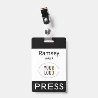 Tarjeta De Identificación Insígnia de nombre de prensa logotipo personalizad