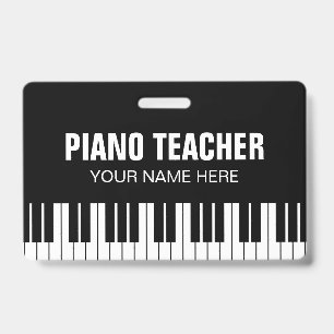 Tarjeta De Identificación Insígnia de nombre de profesor de música de piano