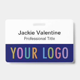 Tarjeta De Identificación Insignia de nombre de PVC azul con lámina de clip