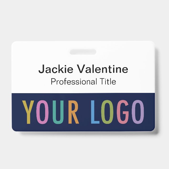 Tarjeta De Identificación Insignia de nombre de PVC azul de la marina con lá (Parte frontal)