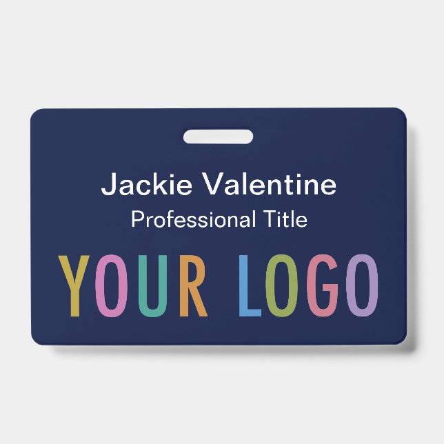 Tarjeta De Identificación Insignia de nombre de PVC azul de la marina con lá (Parte frontal)