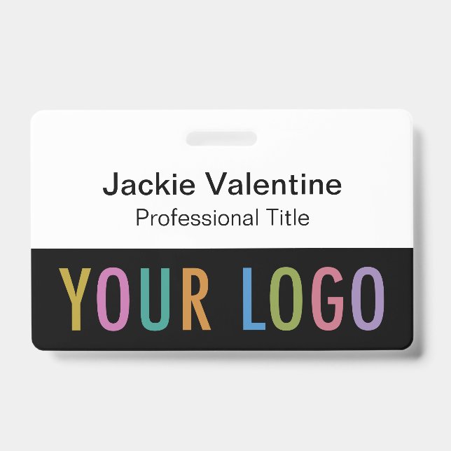 Tarjeta De Identificación Insignia de nombre de PVC negro con lámina de clip (Parte frontal)