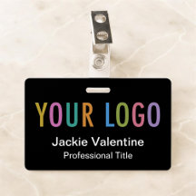 Insignia de nombre de PVC negro con logotipo Clip 