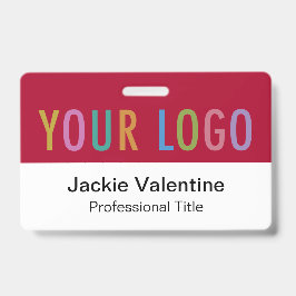 Tarjeta De Identificación Insignia de nombre de PVC rojo oscuro con clavija