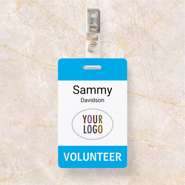 Tarjeta De Identificación Insignia de nombre de voluntario plástico con logo (MISOOK Volunteer Vertical Name Badge with Clip Sky Blue)
