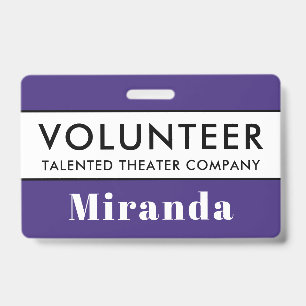 Tarjeta De Identificación Insignia de nombre de voluntario púrpura profesion