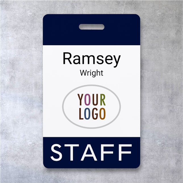 Tarjeta De Identificación Insignia de nombre del personal profesional con lo (MISOOK Staff Badge with Logo Navy Blue)