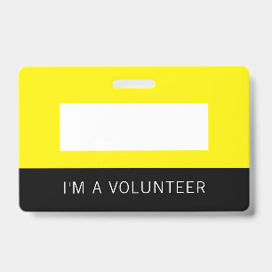 Tarjeta De Identificación Insignia de nombre del voluntario amarillo