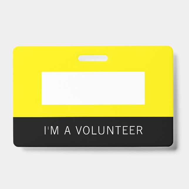 Tarjeta De Identificación Insignia de nombre del voluntario amarillo (Parte frontal)