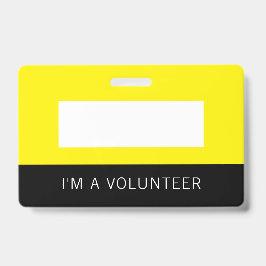Tarjeta De Identificación Insignia de nombre del voluntario amarillo