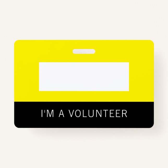 Tarjeta De Identificación Insignia de nombre del voluntario amarillo (Anverso)