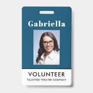 Tarjeta De Identificación Insignia de nombre del voluntario blanco azul prof