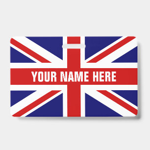 Tarjeta De Identificación Insignia de nombre personalizado con bandera britá