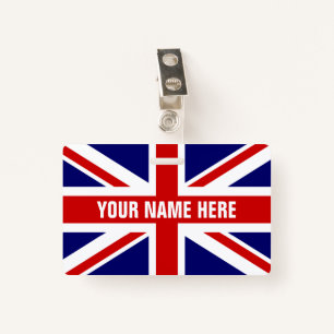 Tarjeta De Identificación Insignia de nombre personalizado con bandera britá