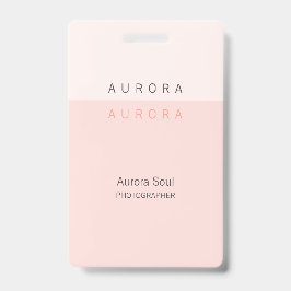 Tarjeta De Identificación Insignia de nombre rosa de dos tonos minimalistas