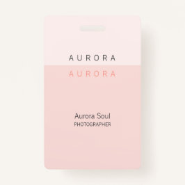 Tarjeta De Identificación Insignia de nombre rosa de dos tonos minimalistas
