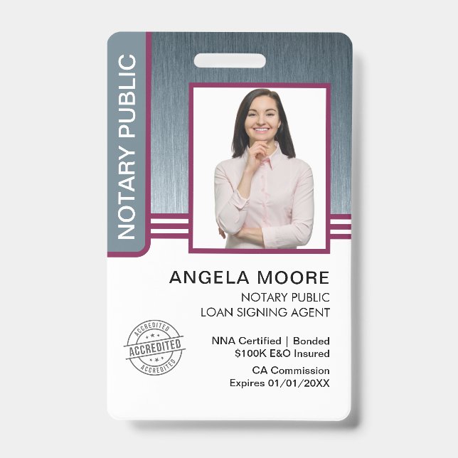 Tarjeta De Identificación Insígnia de Notario Público (Parte frontal)