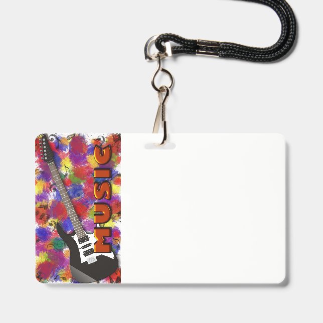 Tarjeta De Identificación insignia de notas musicales (Parte frontal con cordón)