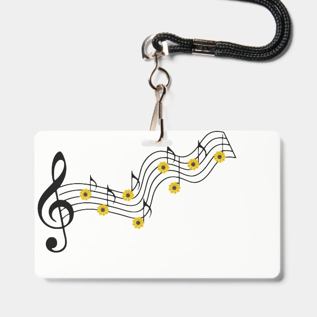 Tarjeta De Identificación insignia de notas musicales (Parte frontal con cordón)