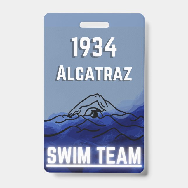 Tarjeta De Identificación Insignia de Novedad de equipo de Swim (Anverso)