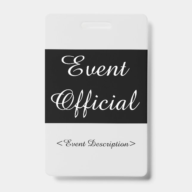 Tarjeta De Identificación Insígnia de "Oficial de Evento" Respetable (Parte frontal)