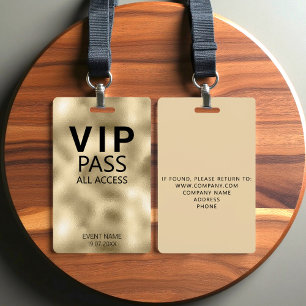 Tarjeta De Identificación Insígnia de papel de oro para evento VIP de acceso