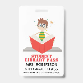 Tarjeta De Identificación Insígnia de pase de biblioteca escolar Reading