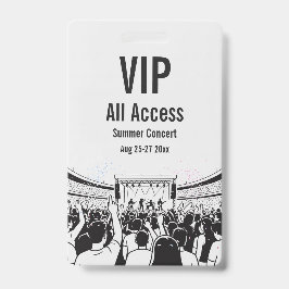 Tarjeta De Identificación Insígnia de pase de festival de acceso total VIP p