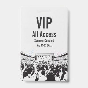 Tarjeta De Identificación Insígnia de pase de festival de acceso total VIP p