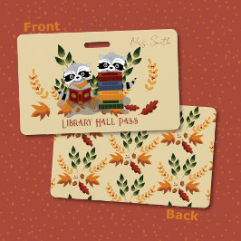Tarjeta De Identificación Insígnia de pase de sala de biblioteca con mapache