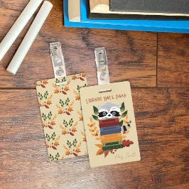 Tarjeta De Identificación Insígnia de pase de sala de biblioteca con mapache