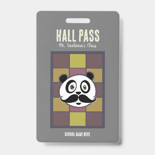 Tarjeta De Identificación Insígnia de pase de sala Panda Bigote