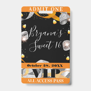 Tarjeta De Identificación Insígnia de pase VIP para fiesta de Sweet 16 con b