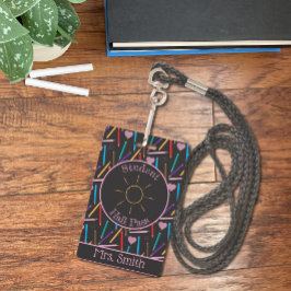 Tarjeta De Identificación Insignia de paso del doodle Hall de los lápices de