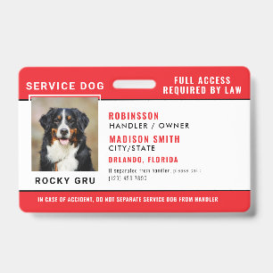 Tarjeta De Identificación Insígnia de Perro de Servicio Personalizado