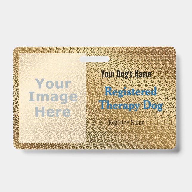Tarjeta De Identificación Insignia de perro de Terapia Registrada (Parte frontal)