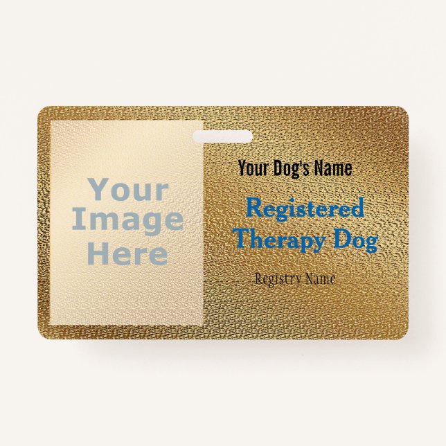 Tarjeta De Identificación Insignia de perro de Terapia Registrada (Anverso)