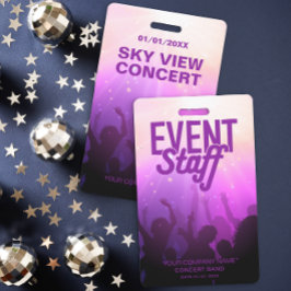 Tarjeta De Identificación Insígnia de personal de evento morado para concier