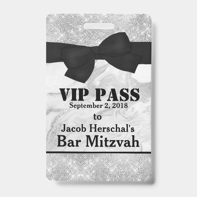 Tarjeta De Identificación Insignia de plata y de mármol del fiesta del VIP (Anverso)