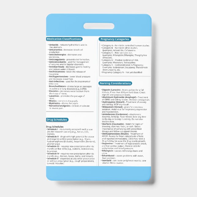 Tarjeta De Identificación Insignia de referencia rápida de farmacia (Anverso)