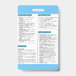 Tarjeta De Identificación Insignia de Referencia Rápida de Farmacología