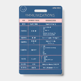 Tarjeta De Identificación Insignia de Referencia Rápida de Inmunización