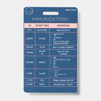 Tarjeta De Identificación Insignia de Referencia Rápida de Inmunización