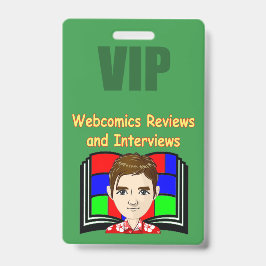 Tarjeta De Identificación Insígnia de reseñas y entrevistas de webcomics