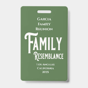 Tarjeta De Identificación Insígnia de Reunión Familiar por Semejanza Familia