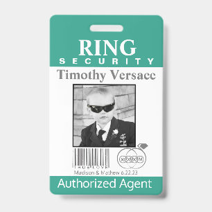 Tarjeta De Identificación Insignia de seguridad de portador de anillo verde 